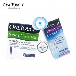 [เซ็ทคู่]ONETOUCH แถบวัดระดับน้ำตาลSelect Strip 25 ชิ้น+เข็มเจาะน้ำตาลUltra Soft25 ชิ้น